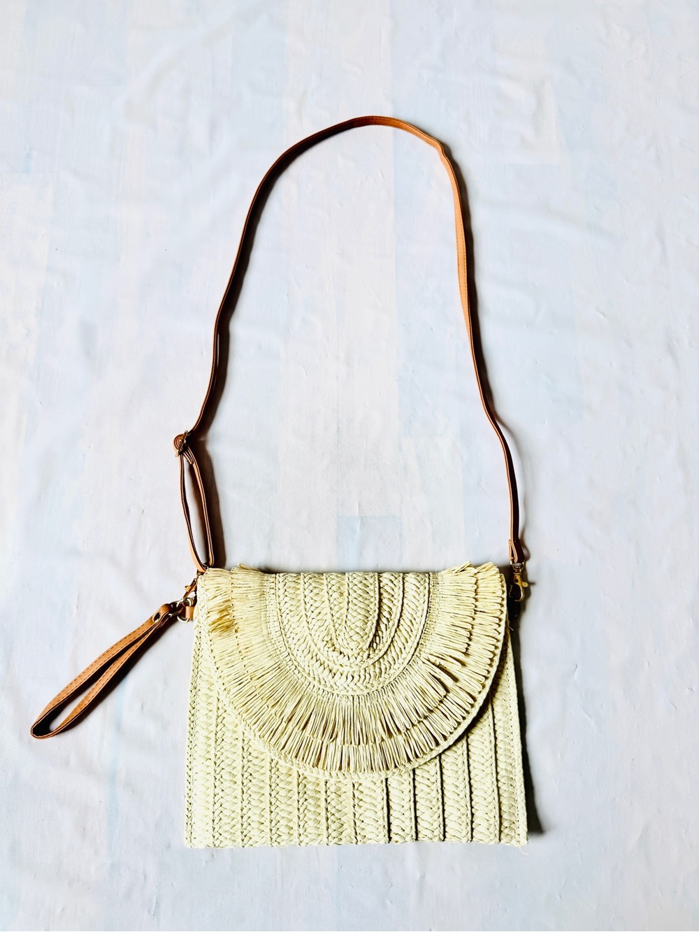 Top It Off Straw Woven envelope Crossbody Bag wristlet Clutch removable Strap